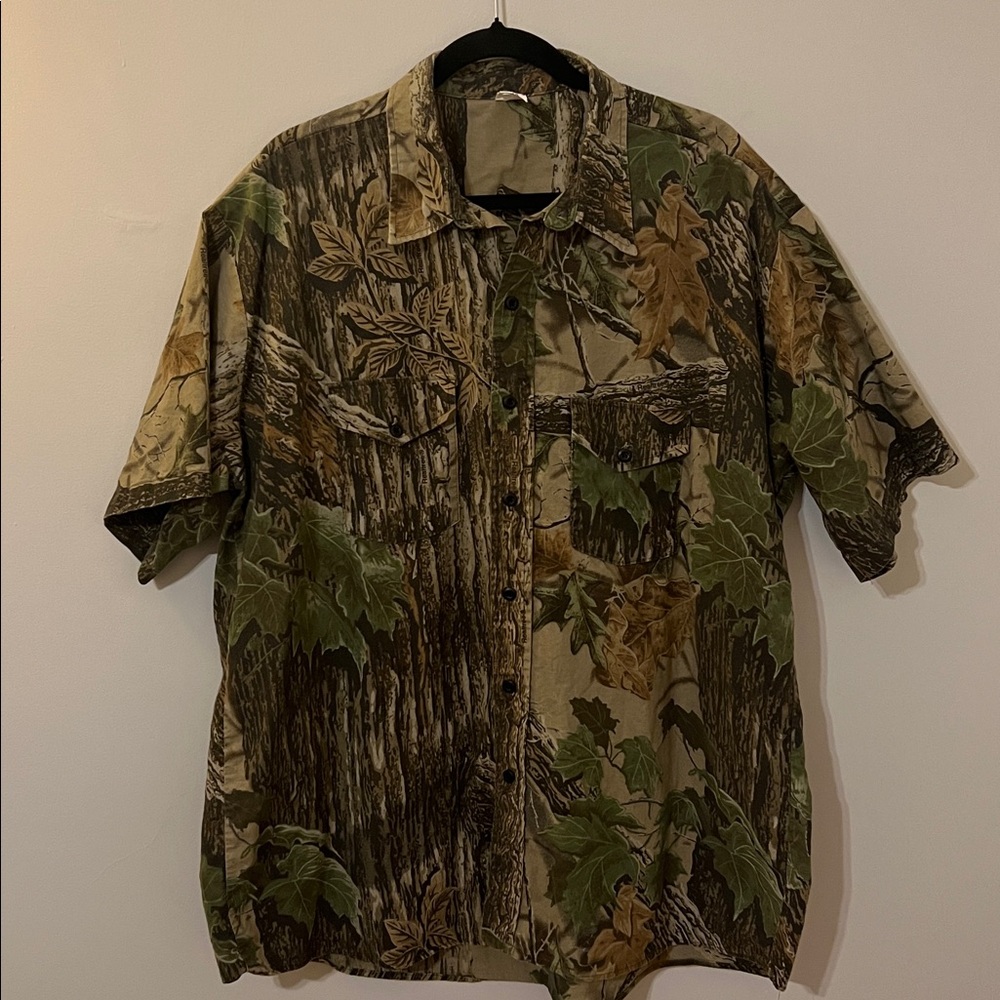 Vintage Camouflage Button-Up Shirt XXL